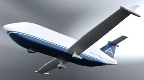 Aerolane An artist's impression of how a cargo glider might look, with a chunky body and thin wings