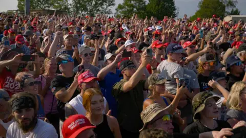 Getty Images A crowd of thousands came to see Trump