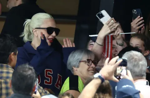 Getty Images  Lady Gaga attends the Artistic Gymnastics Women's Qualification