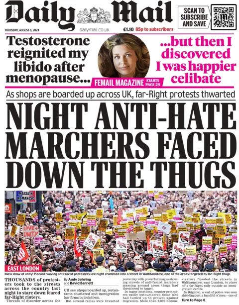 Daily Mail: Night anti-hate marchers faced down the thugs