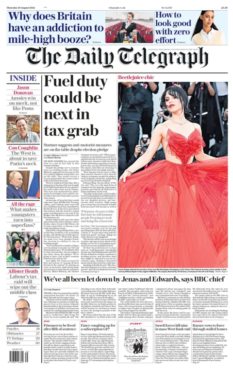 Daily Telegraph: Fuel duty could be next in tax grab