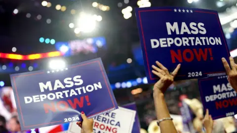 Getty Images People holding rallies calling for mass deportations at the Republican National Convention