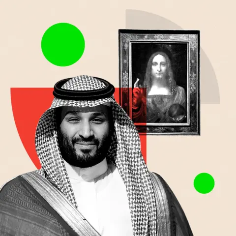 BBC Montage image showing Mohammed bin Salman alongside the Salvator Mundi