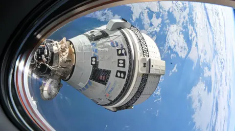 NASA Starliner from International Space Station window