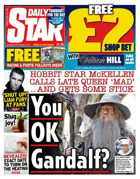 "You ok gandalf?" headlines the Daily Star