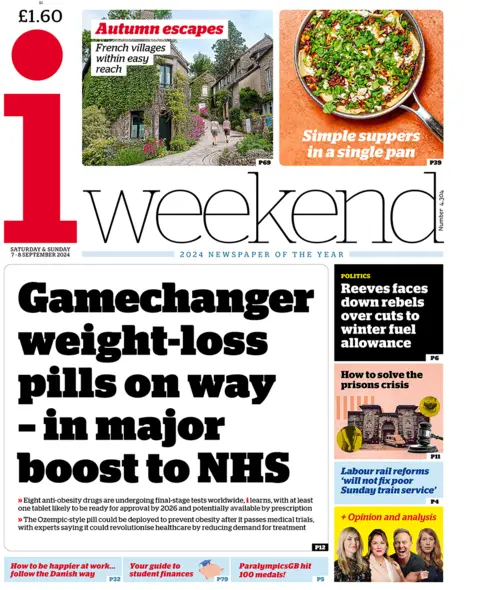 The iWeekend headlines "gamechanger weight-loss pills on way - in major boost to NHS"